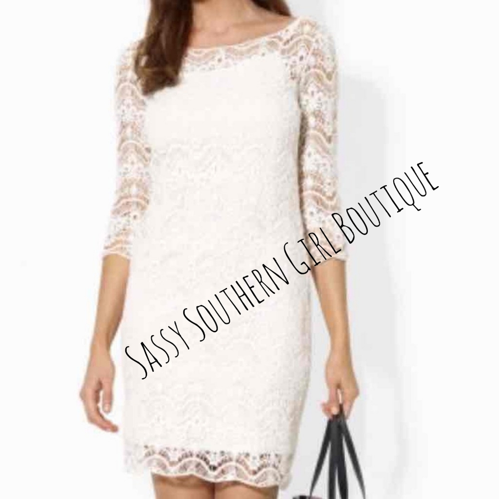 🆕⭐ Lauren Ralph Lauren White Crochet Mini Dress - Picture 6 of 11